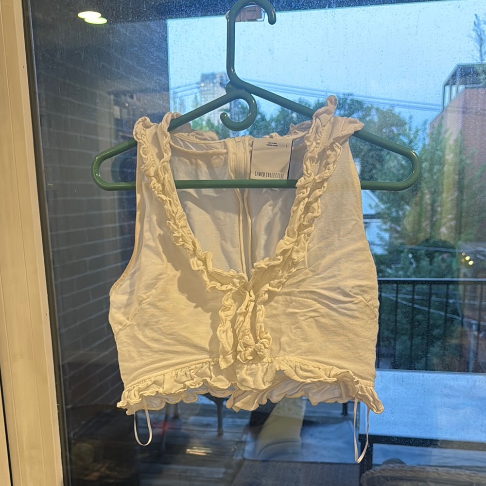 White Ruffled Crop Top
